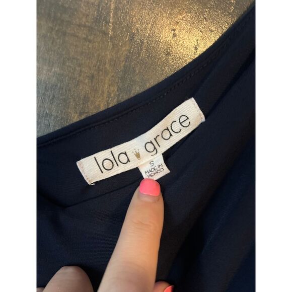 Lola Grace Navy Blue Spaghetti Strap Jumpsuit Wide Leg Elastic Waist Casual F38 - Picture 4 of 9